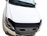 Isuzu MU-X 2017-2020 bonnet protector in black, providing stone chips guard and sleek appearance.